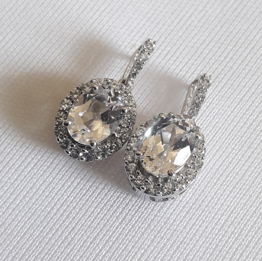 White Sapphire Drop Earrings